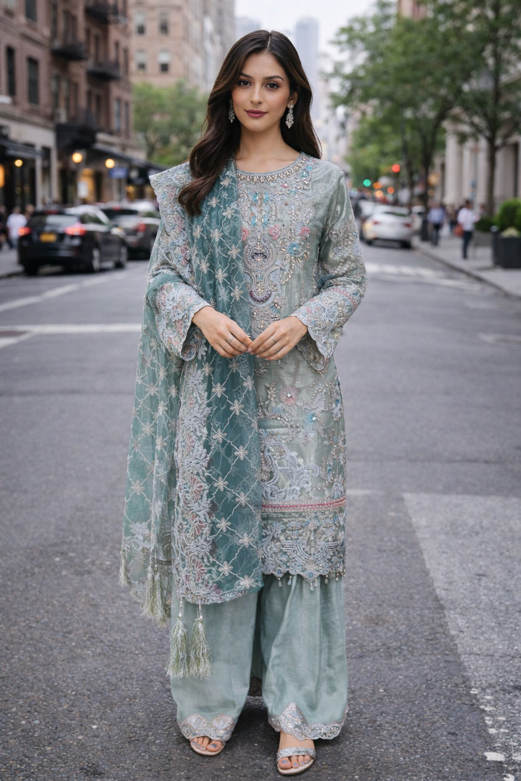 Seafoam Heirloom Embroidered Suit Set