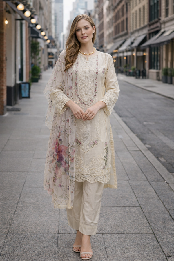 Parchment Petal Embroidered Set