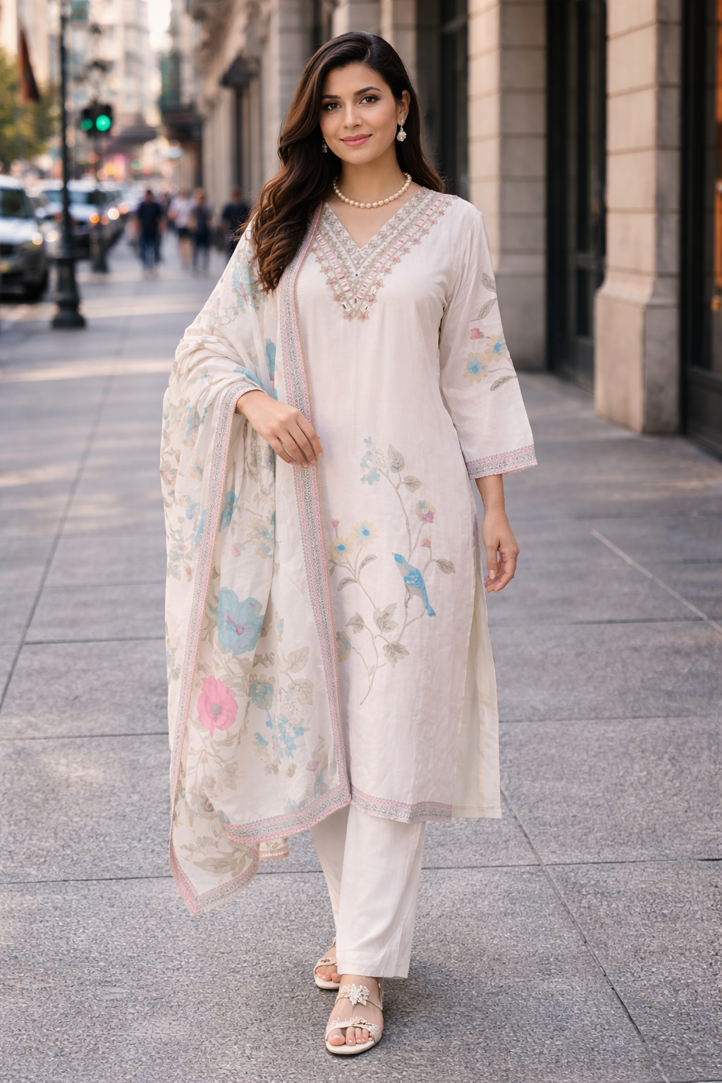 Ivory Gardenia Bloom Kurta Set