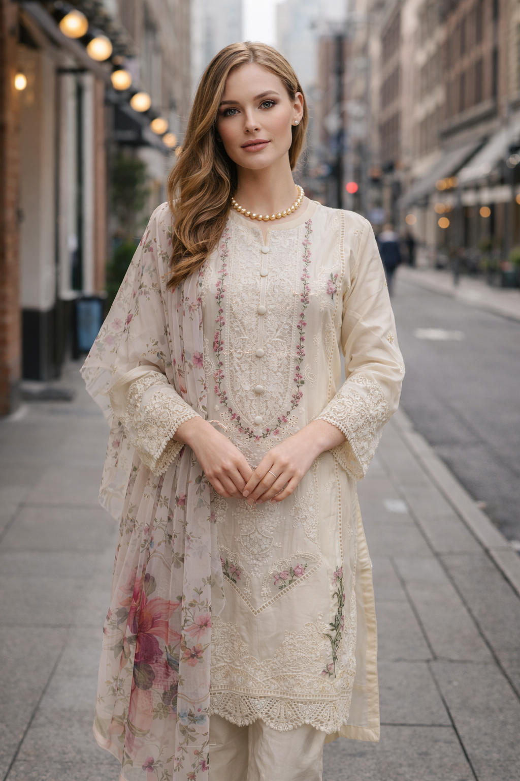 Parchment Petal Embroidered Set