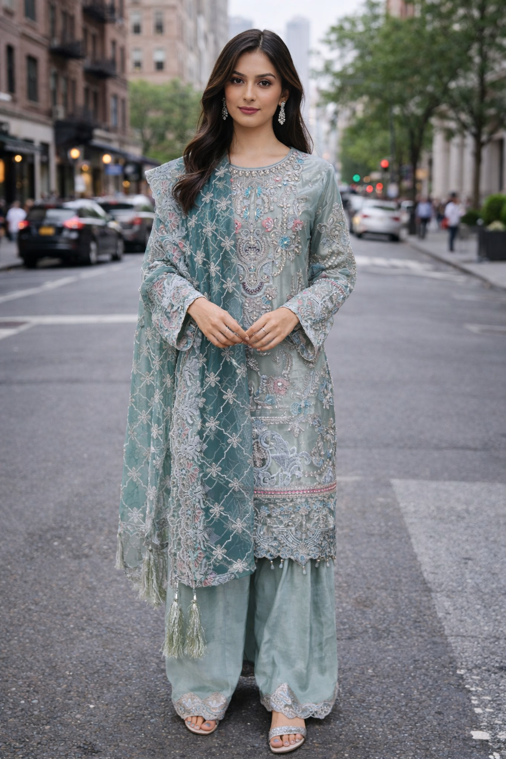 Seafoam Heirloom Embroidered Suit Set