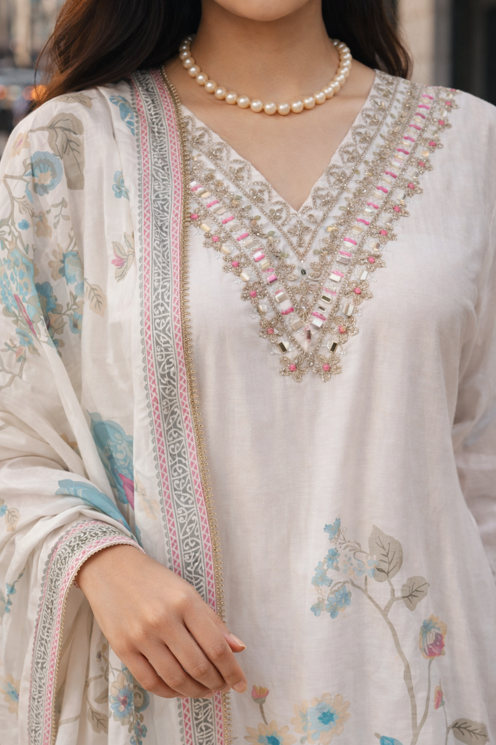 Ivory Gardenia Bloom Kurta Set