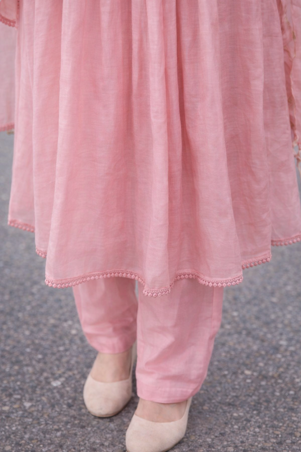 Rose Blush Petal Anarkali Suit Set