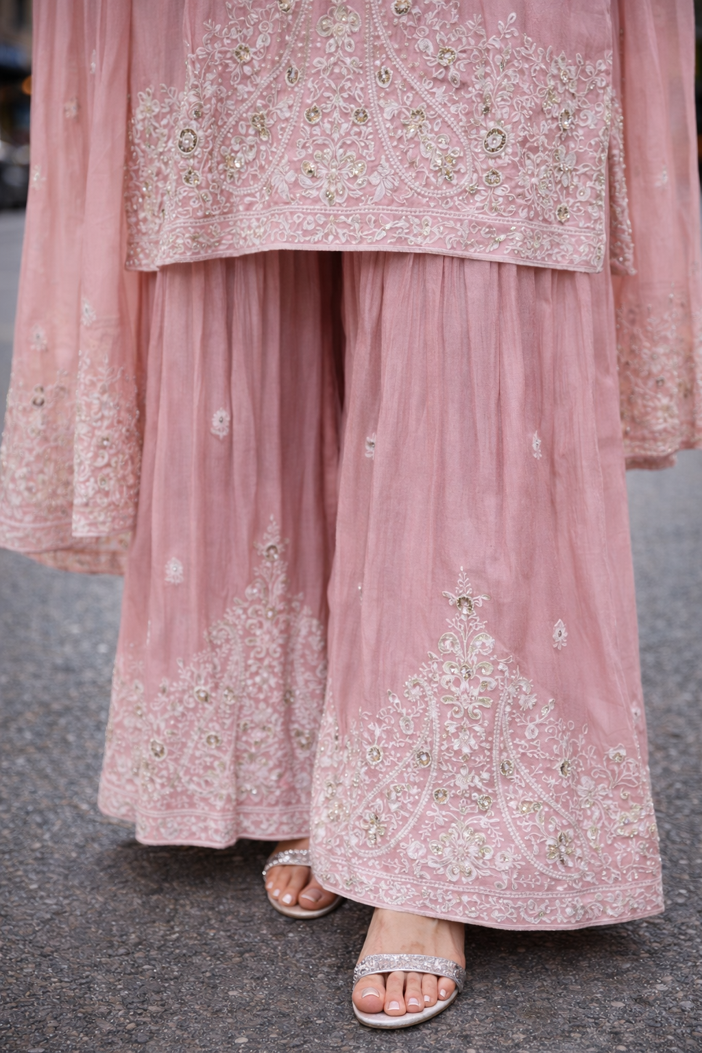 Noor Rose Quartz Chinon Sharara Set