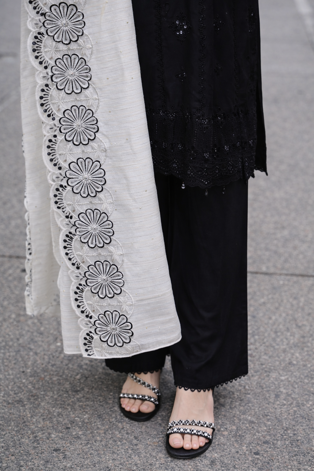 Midnight Noir Kurta Set with Contrasting Dupatta