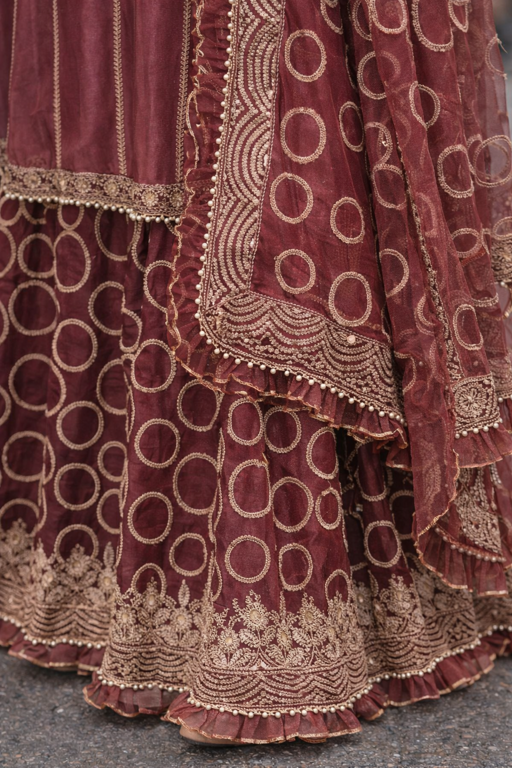 Garnet Maroon Sharara Set