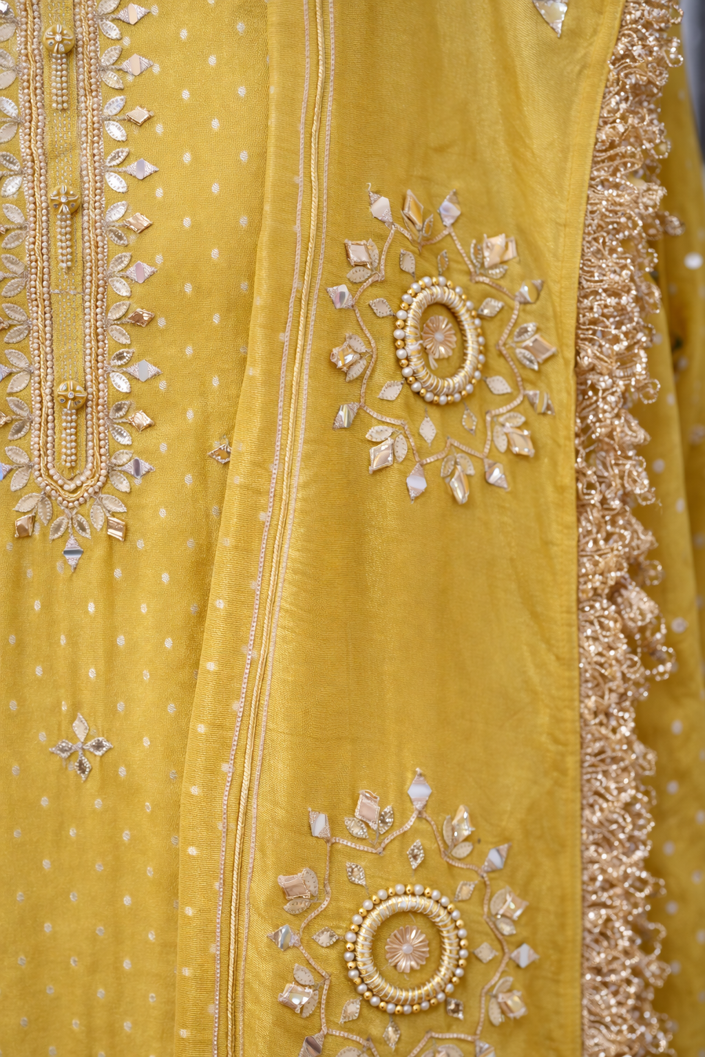 Mustard Gold Medallion Kurta Set