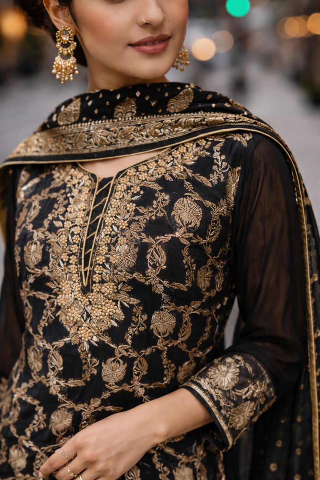 Black & Gold Kurta Set