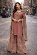 Dusty Rose Sharara Set with Taupe Dupatta