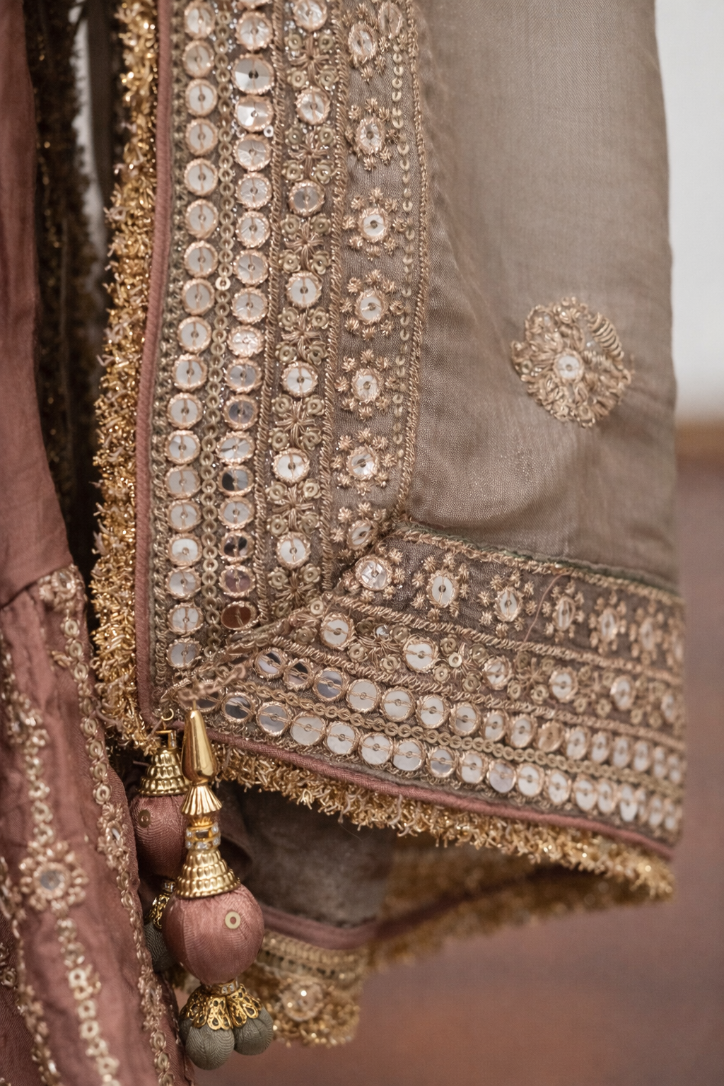 Dusty Rose Sharara Set with Taupe Dupatta