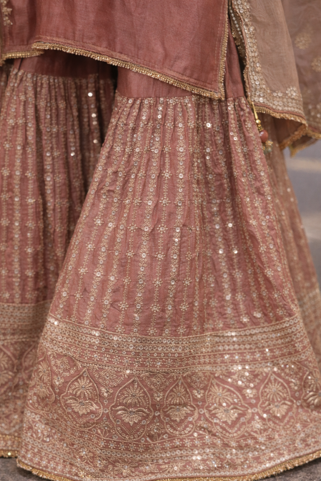 Dusty Rose Sharara Set with Taupe Dupatta