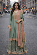 Sage Green with Blush Dupatta Sharara Set