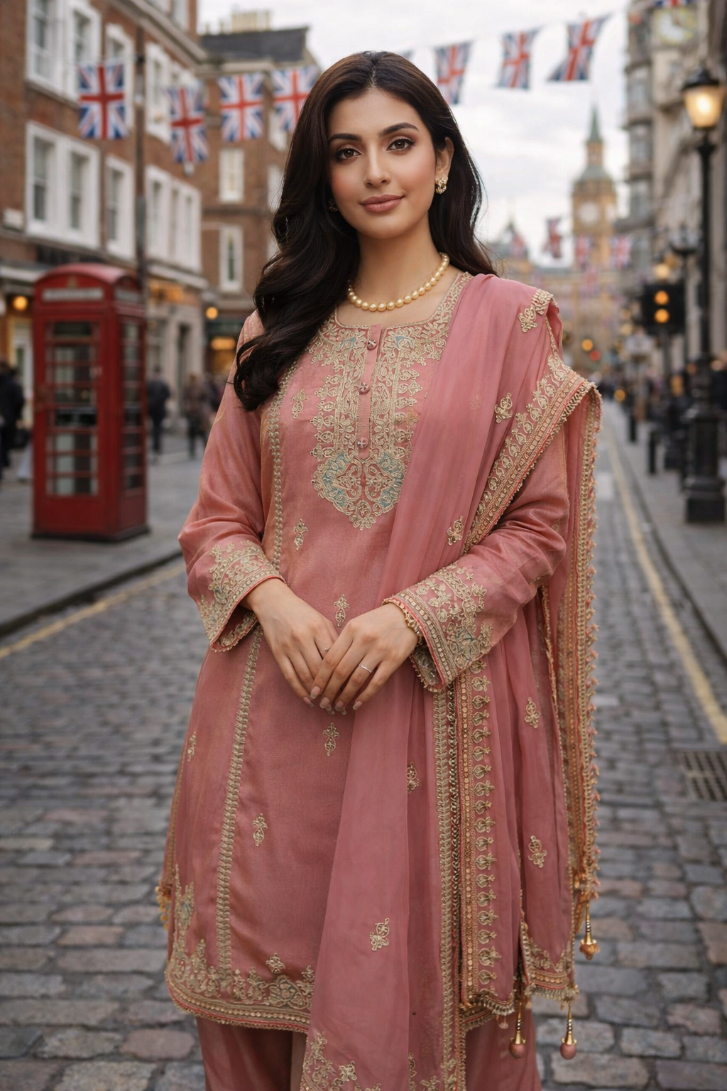 Vintage Rose & Gold Silk Salwar Set