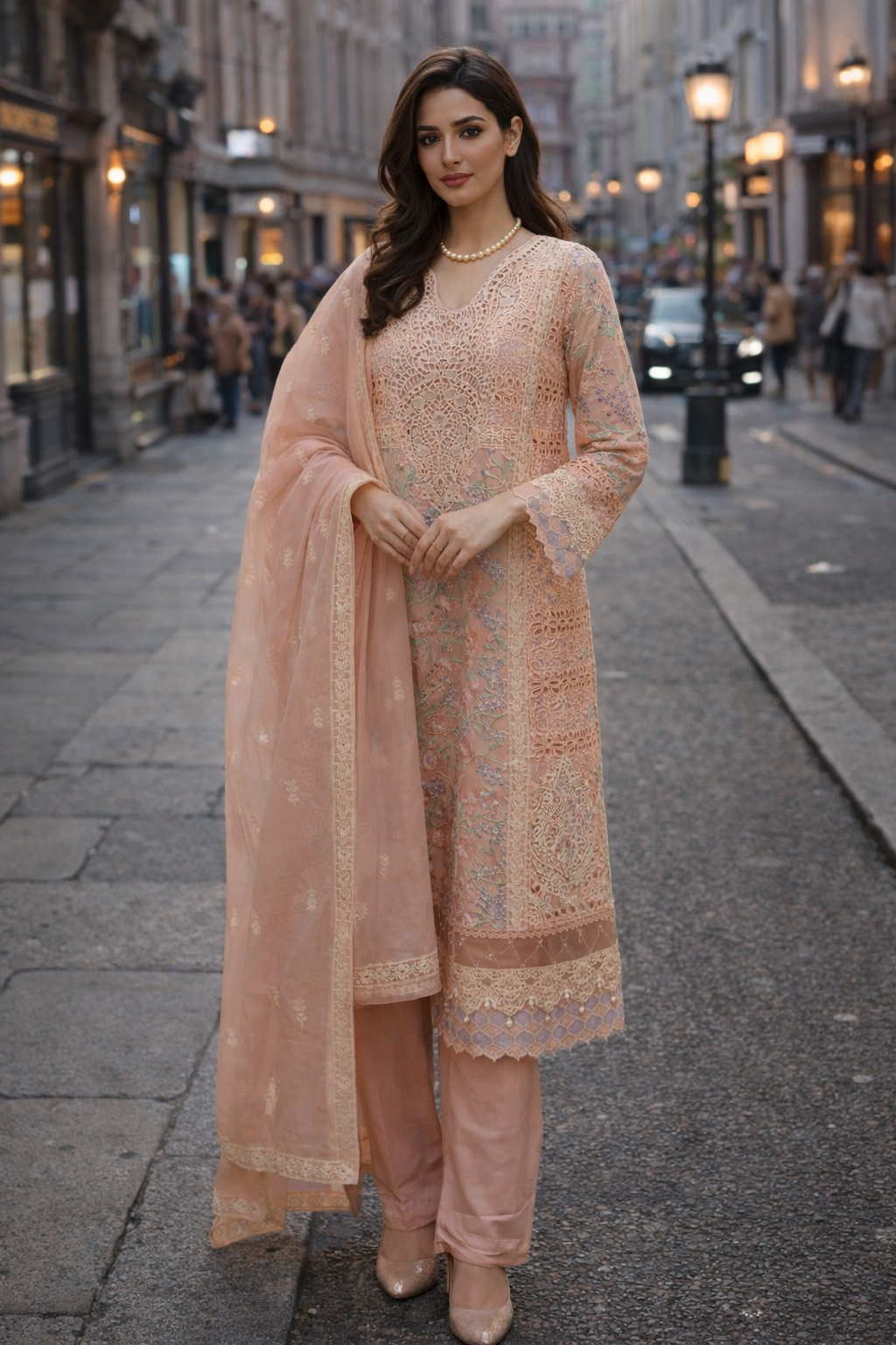 Peach Blossom Lace Set