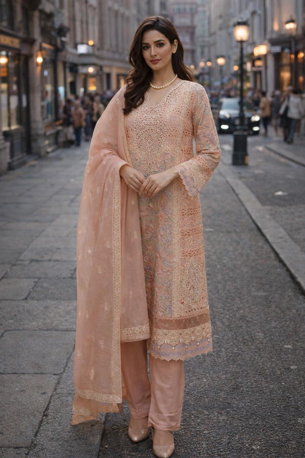 Peach Blossom Lace Set