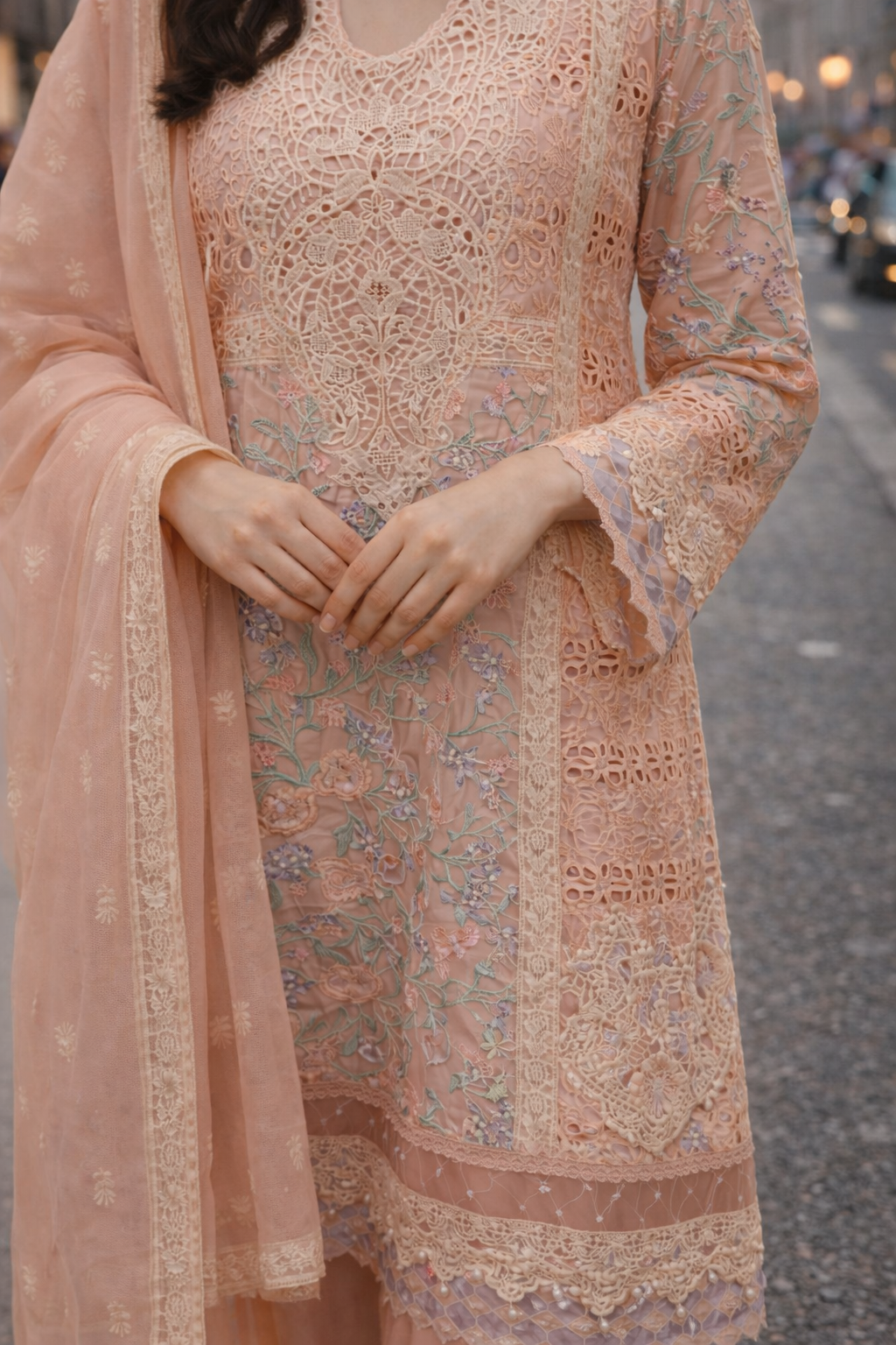 Peach Blossom Lace Set