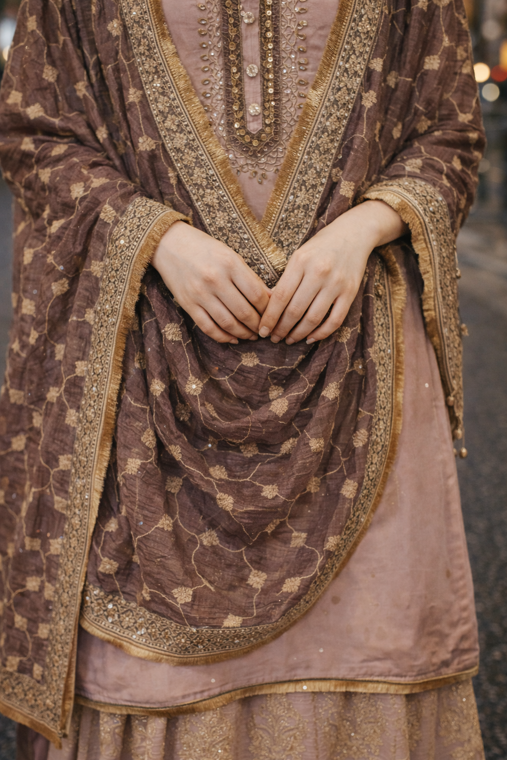 Soft Lavender Gold Skirt Set