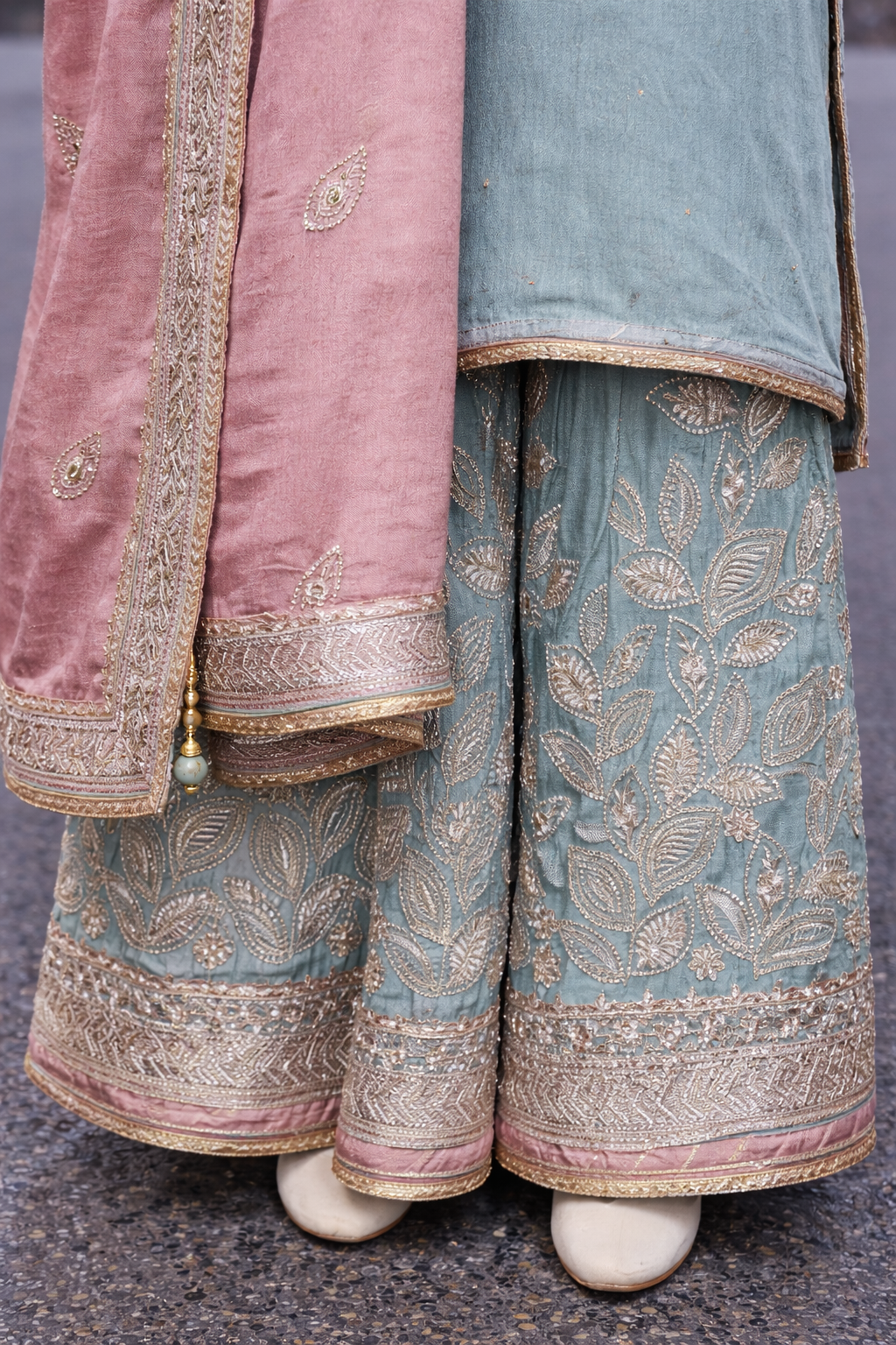 Muted Blue & Dusty Rose Sharara Set
