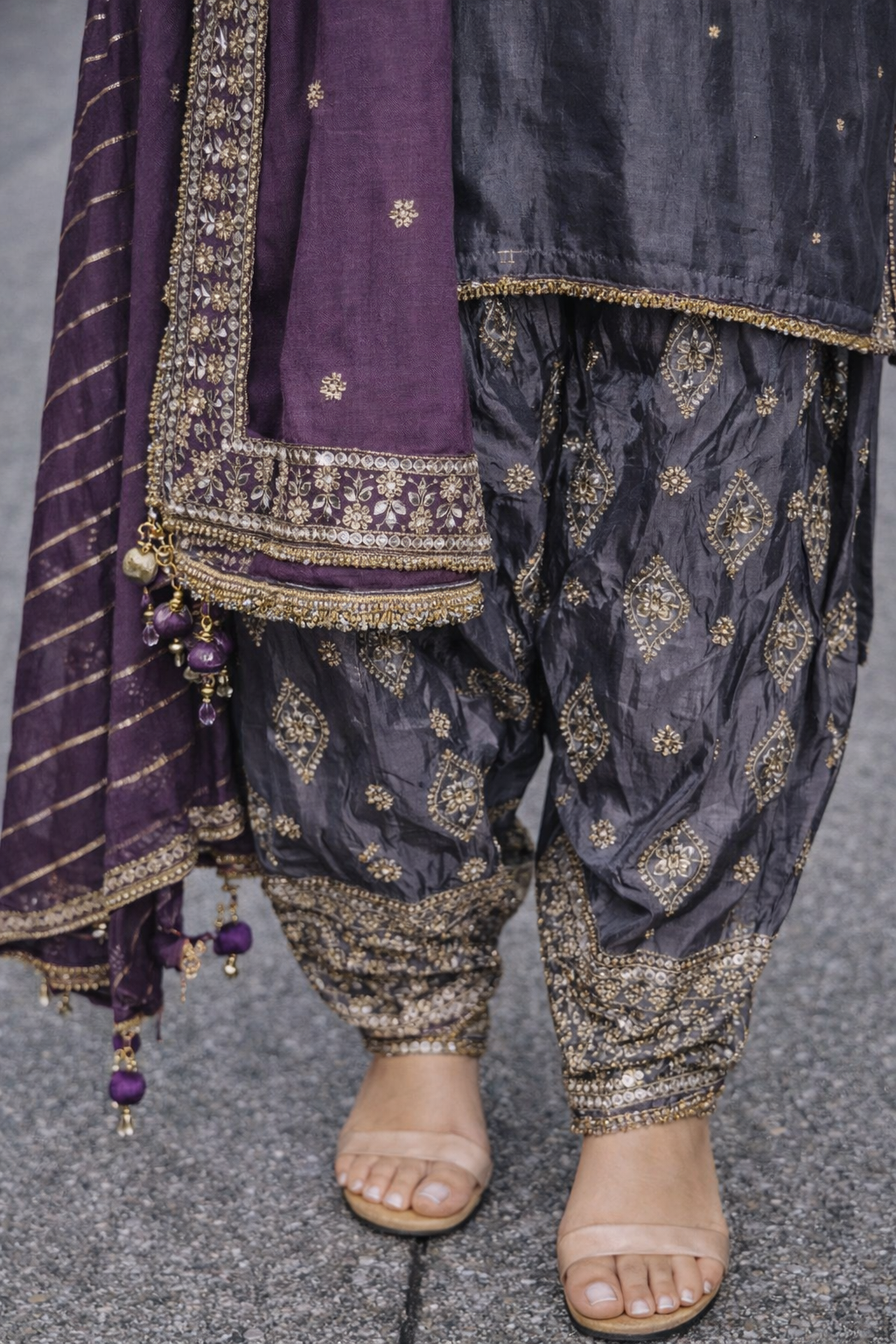 Charcoal Gray & Deep Rich Purple Salwar Suit