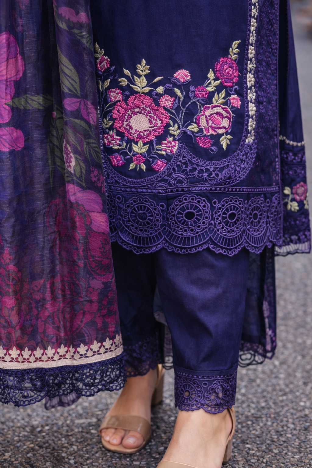 Royal Indigo Floral Kurta Set