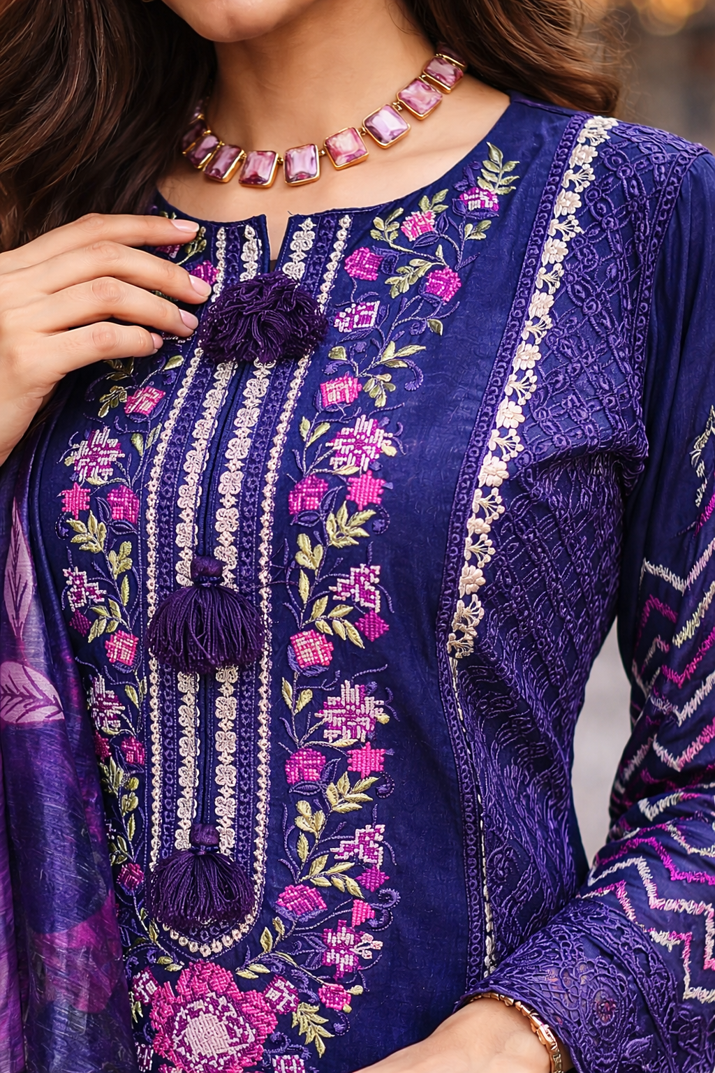 Royal Indigo Floral Kurta Set