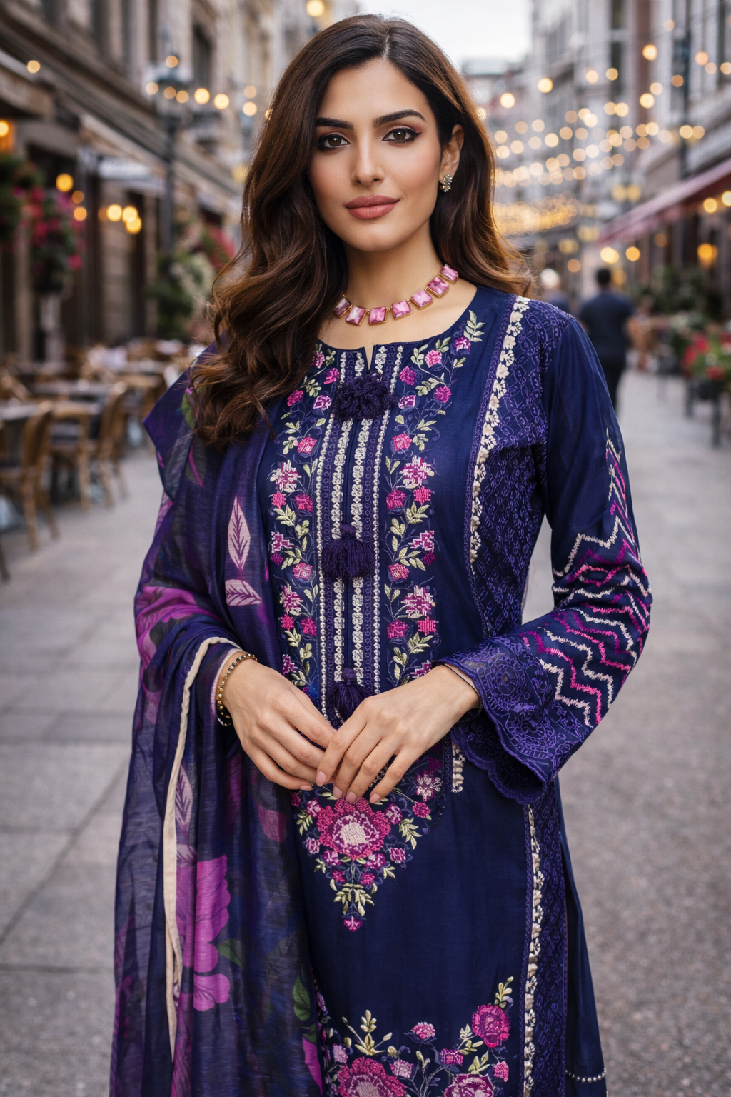 Royal Indigo Floral Kurta Set