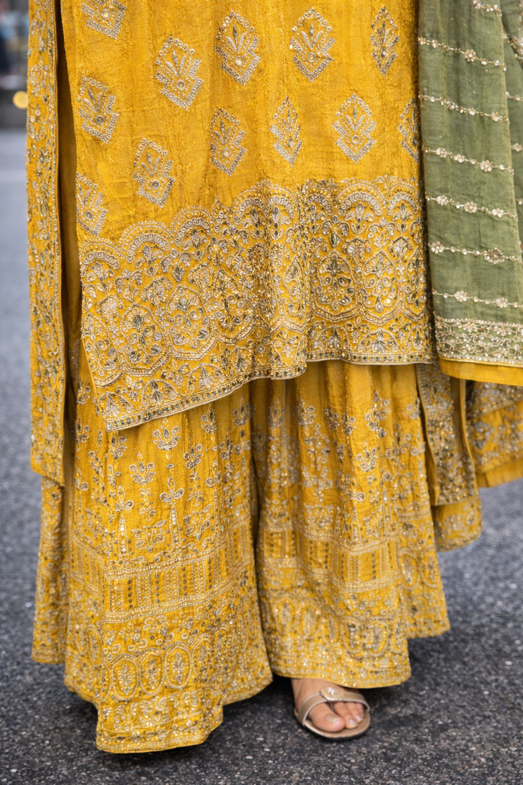 Mustard Gold & Sage Sharara Set