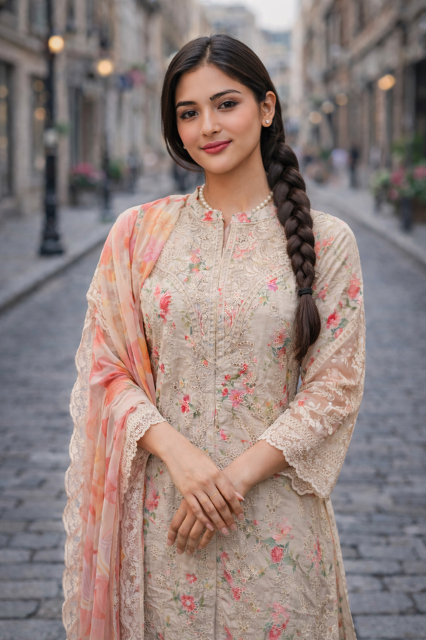 Gulbahar Beige Kurta Set