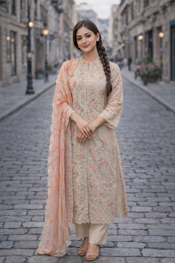 Gulbahar Beige Kurta Set