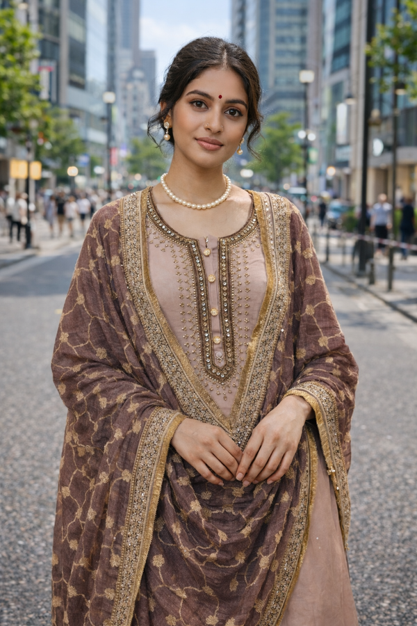 Soft Lavender Gold Skirt Set