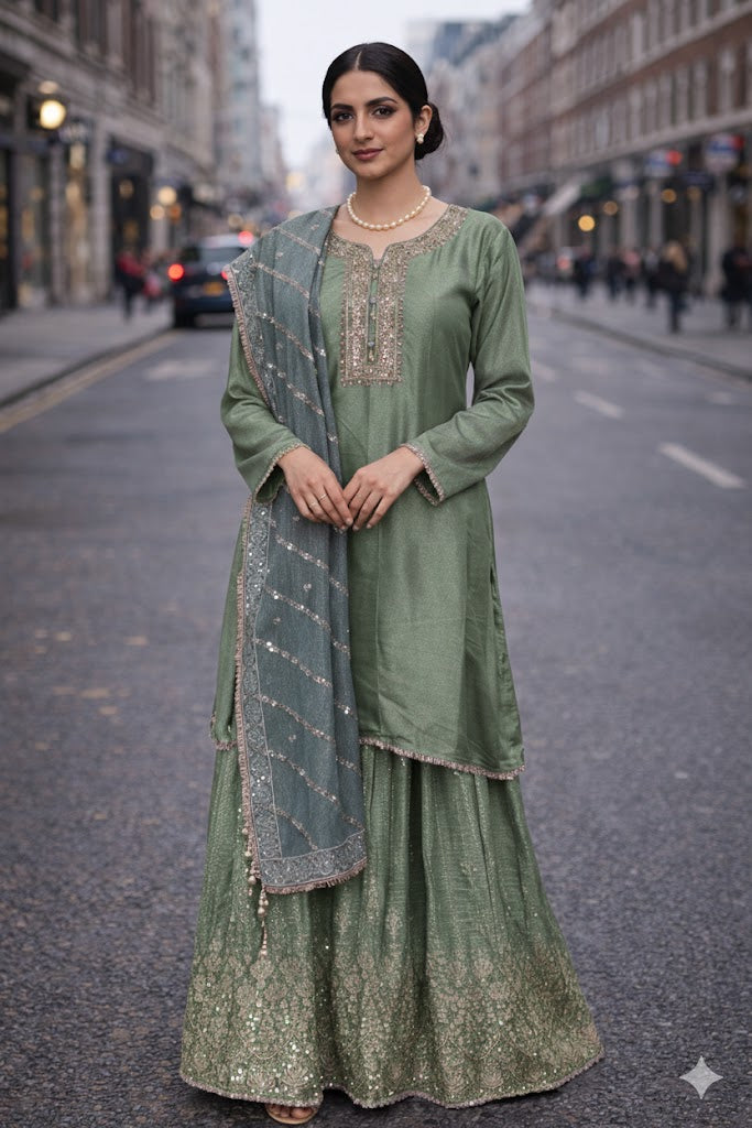 Wine & Sage Heirloom Sharara Set