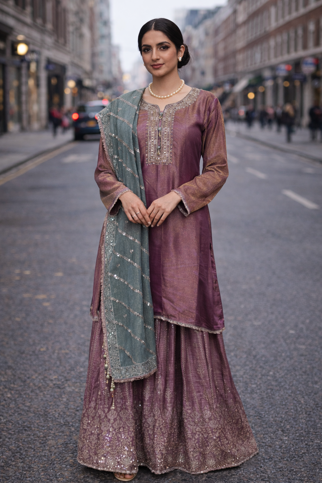 Wine & Sage Heirloom Sharara Set